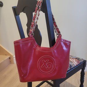 XOXO Purse Handbag Sachel Red with Silver Colour accent chain strap handle